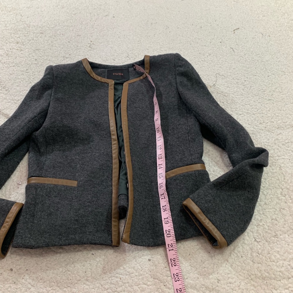 Maje wool faux leather trim jacket - Picture 2 of 6
